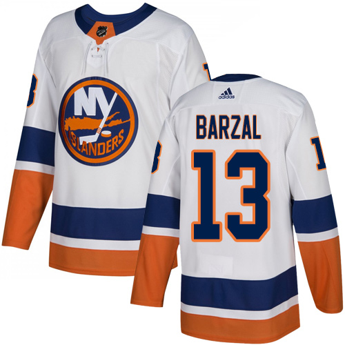 Men's Adidas New York Islanders #13 Mathew Barzal White Stitched NHL Jersey